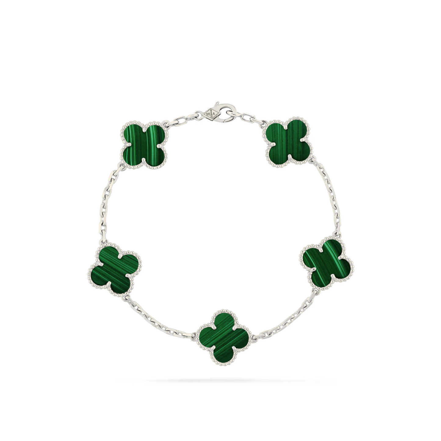 VAN CLEEF VINTAGE ALHAMBRA BRACELET - SILVER/GREEN