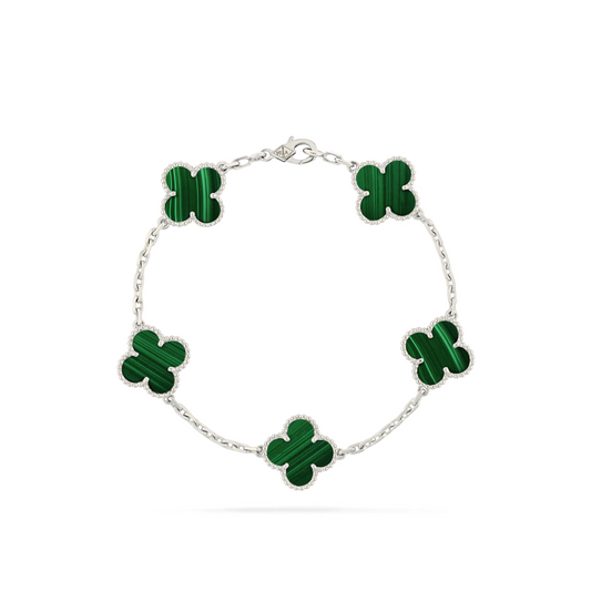 VAN CLEEF VINTAGE ALHAMBRA BRACELET - SILVER/GREEN