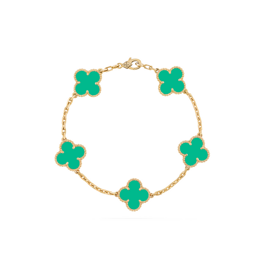 VAN CLEEF VINTAGE ALHAMBRA BRACELET - GOLD/TEAL