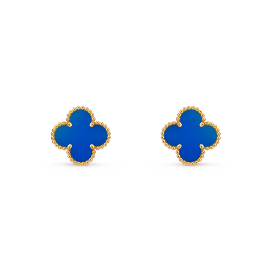 VAN CLEEF VINTAGE ALHAMBRA EARRINGS - GOLD/BLUE