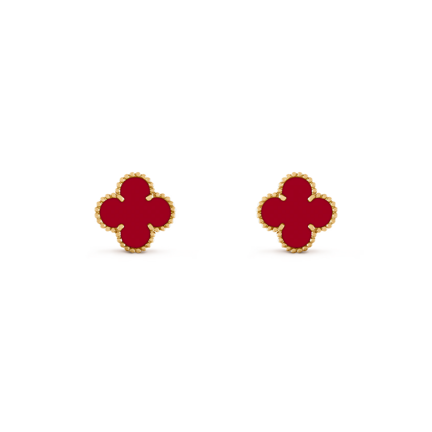 VAN CLEEF VINTAGE ALHAMBRA EARSTUDS - GOLD/RED