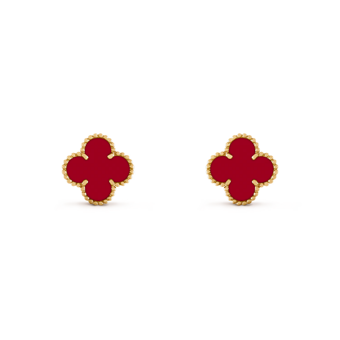 VAN CLEEF VINTAGE ALHAMBRA EARRINGS - GOLD/RED