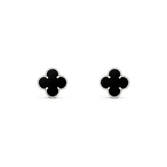 VAN CLEEF VINTAGE ALHAMBRA EARSTUDS - SILVER/BLACK