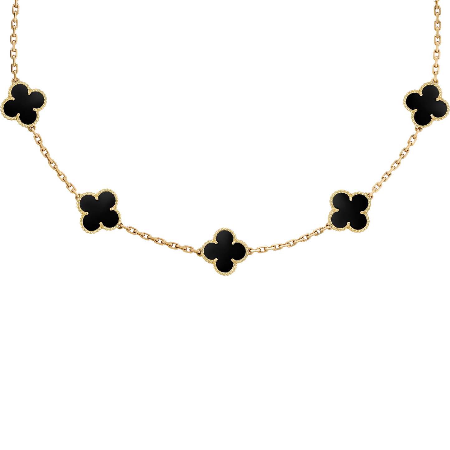VAN CLEEF VINTAGE ALHAMBRA NECKLACE - GOLD/BLACK