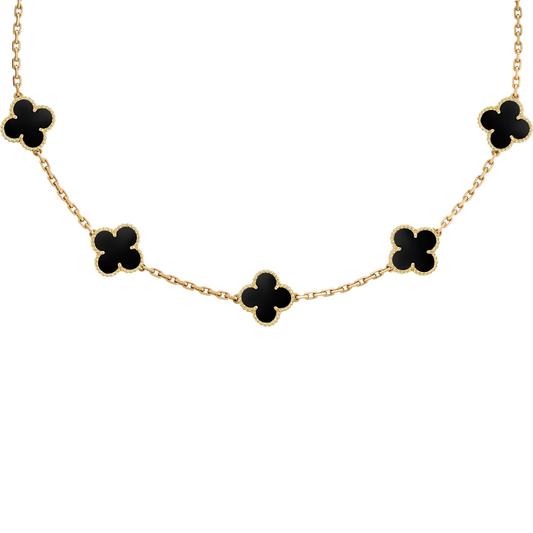 VAN CLEEF VINTAGE ALHAMBRA NECKLACE - GOLD/BLACK