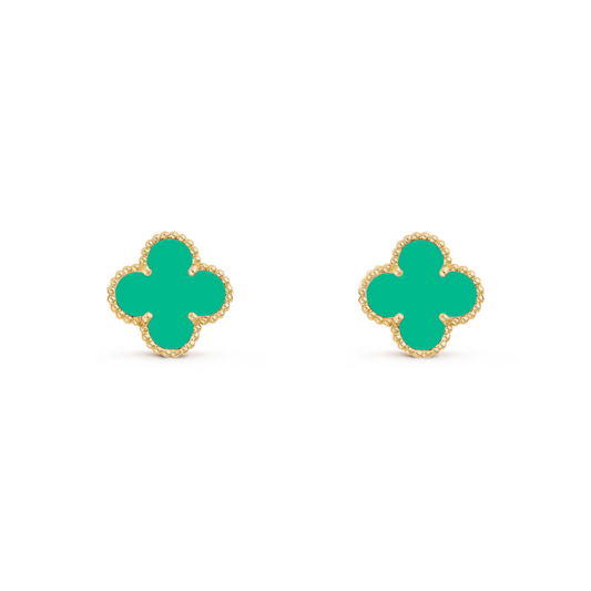 VAN CLEEF VINTAGE ALHAMBRA EARRINGS - GOLD/TEAL