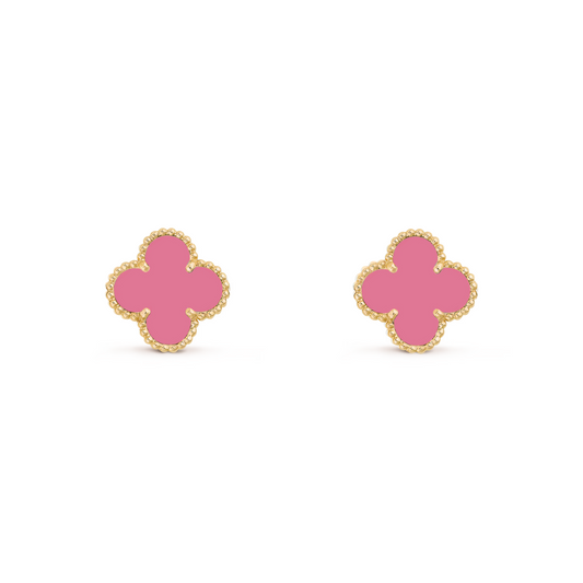 VAN CLEEF VINTAGE ALHAMBRA EARRINGS - GOLD/PINK