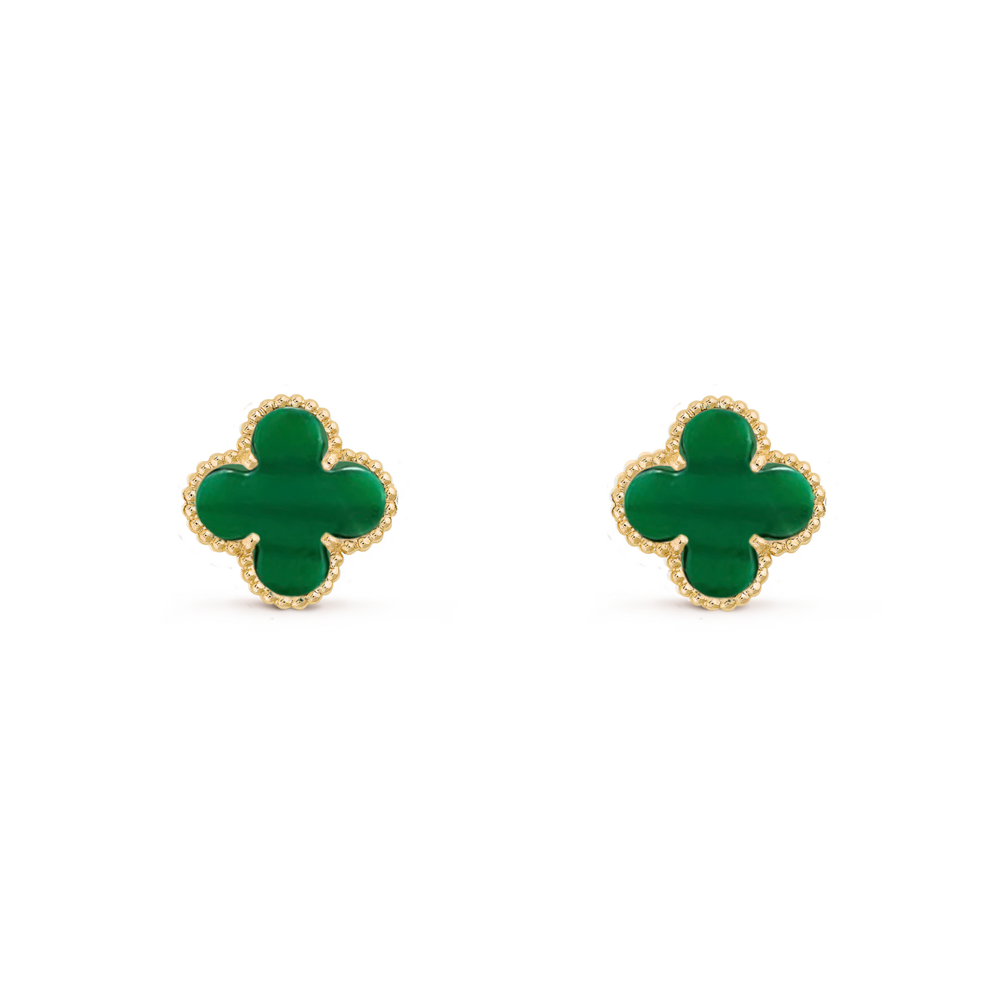 VAN CLEEF VINTAGE ALHAMBRA EARRINGS - GOLD/EMERALD