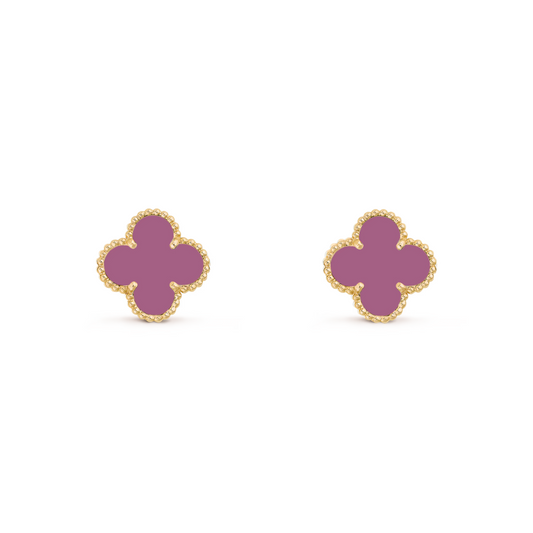 VAN CLEEF VINTAGE ALHAMBRA EARRINGS - GOLD/PURPLE