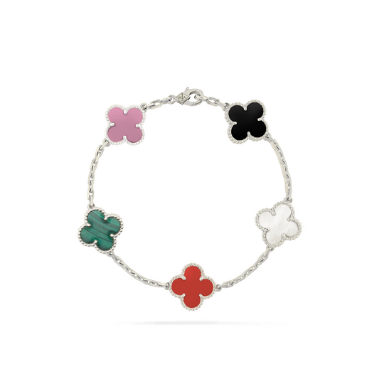 VAN CLEEF VINTAGE ALHAMBRA BRACELET - SILVER/MULTI COLOUR