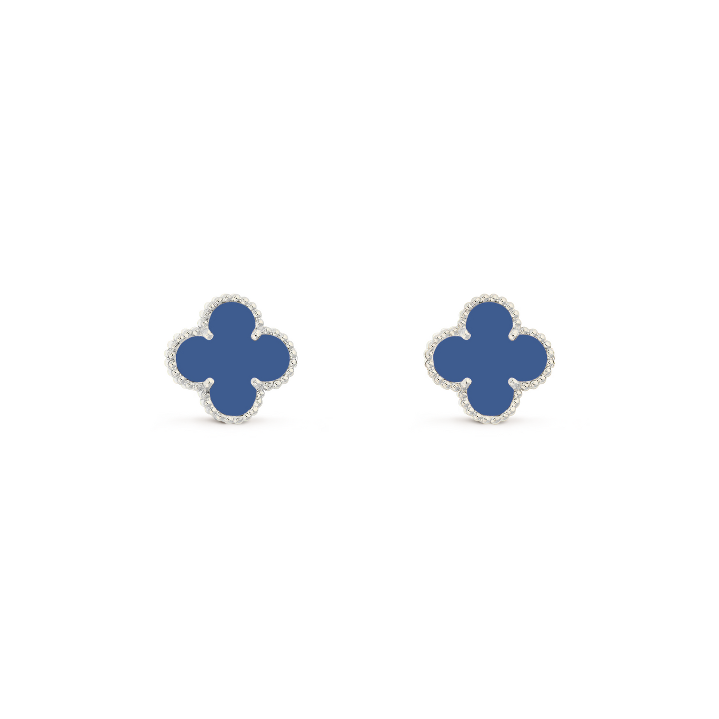 VAN CLEEF VINTAGE ALHAMBRA EARSTUDS - SILVER/BLUE
