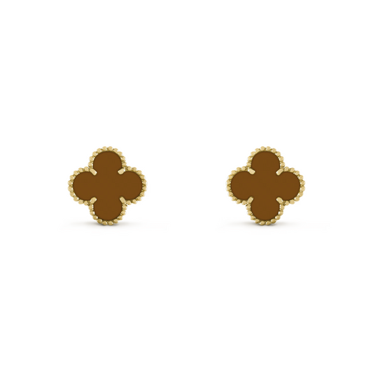VAN CLEEF VINTAGE ALHAMBRA EARRINGS - GOLD/BROWN