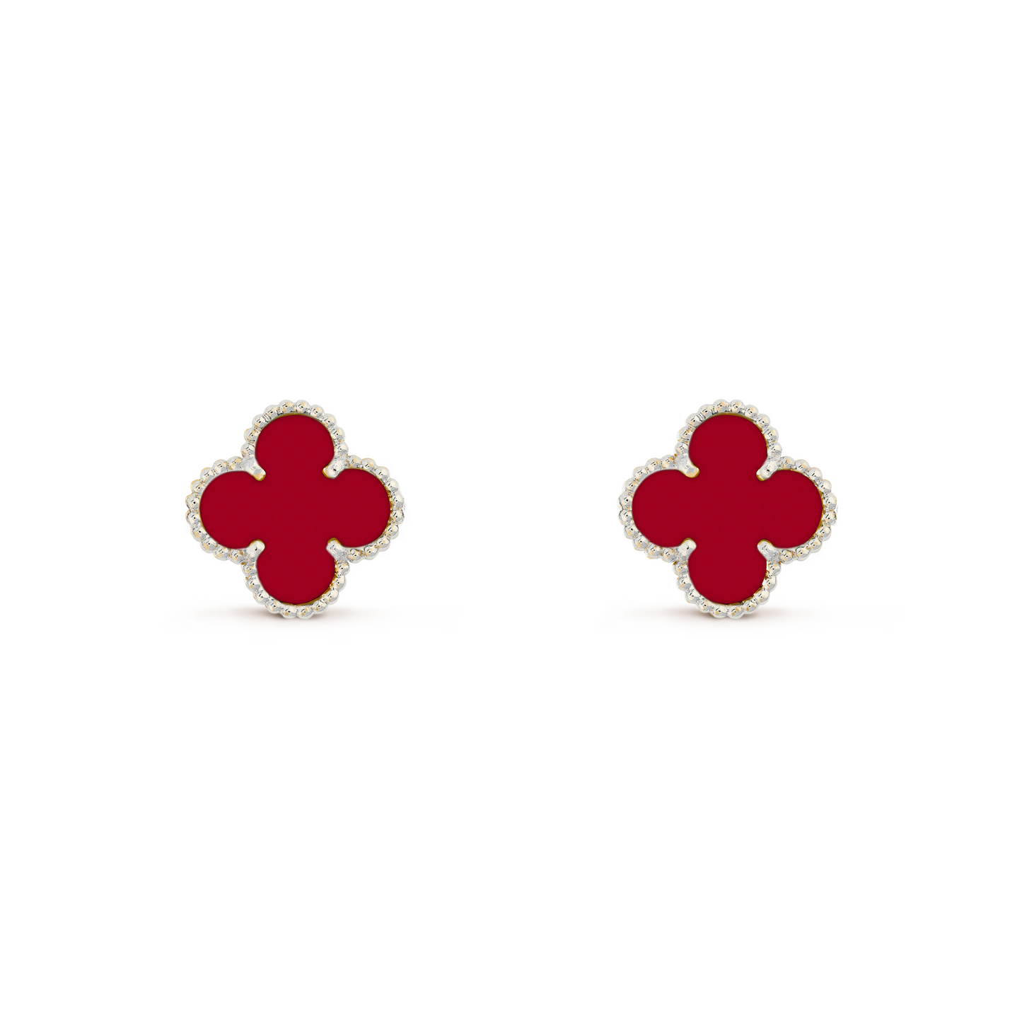 VAN CLEEF VINTAGE ALHAMBRA EARRINGS - SILVER/DEEP RED