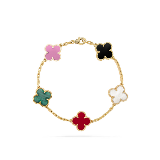 VAN CLEEF VINTAGE ALHAMBRA BRACELET - GOLD/MULTI COLOUR