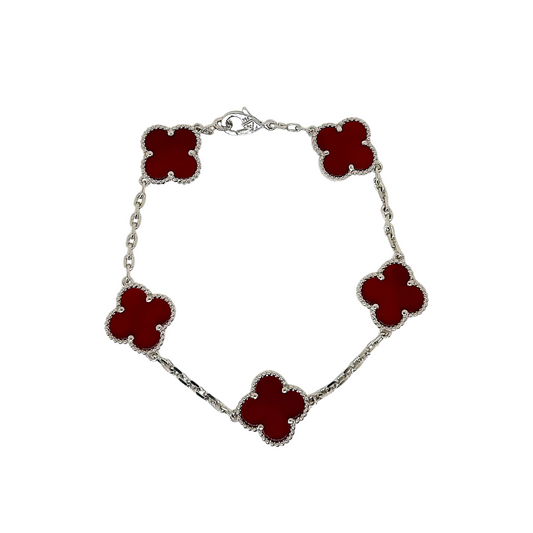 VAN CLEEF VINTAGE ALHAMBRA BRACELET - SILVER/DEEP RED